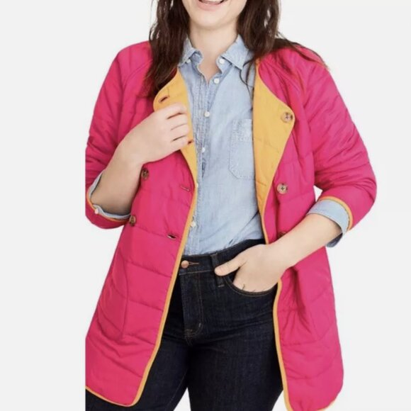 J. Crew Reversible Nylon Puffer Jacket Fuchsia Blossom, size xs - Picture 2 of 4